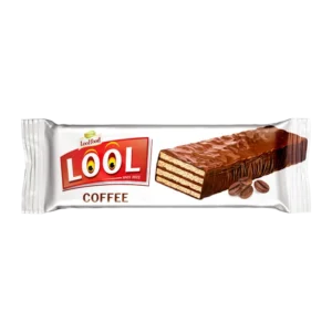Wafer covered and filled with coffee cream