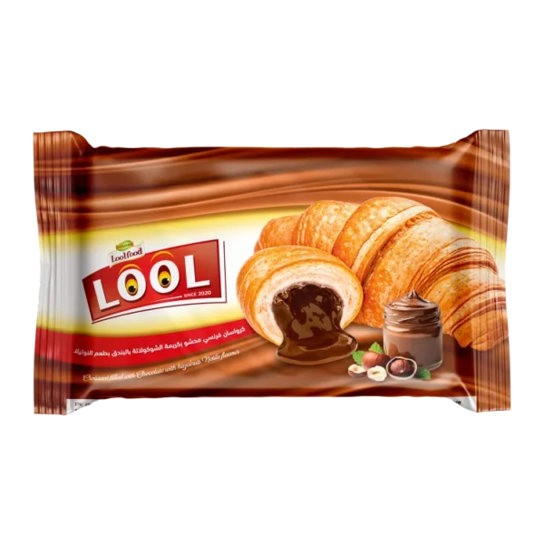 French croissants with chocolate hazelnut cream and Nutella flavor
