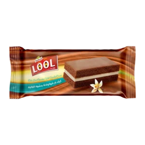Chocolate bar cake filled with vanilla