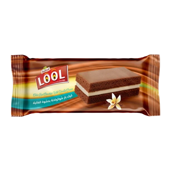 Chocolate bar cake filled with vanilla